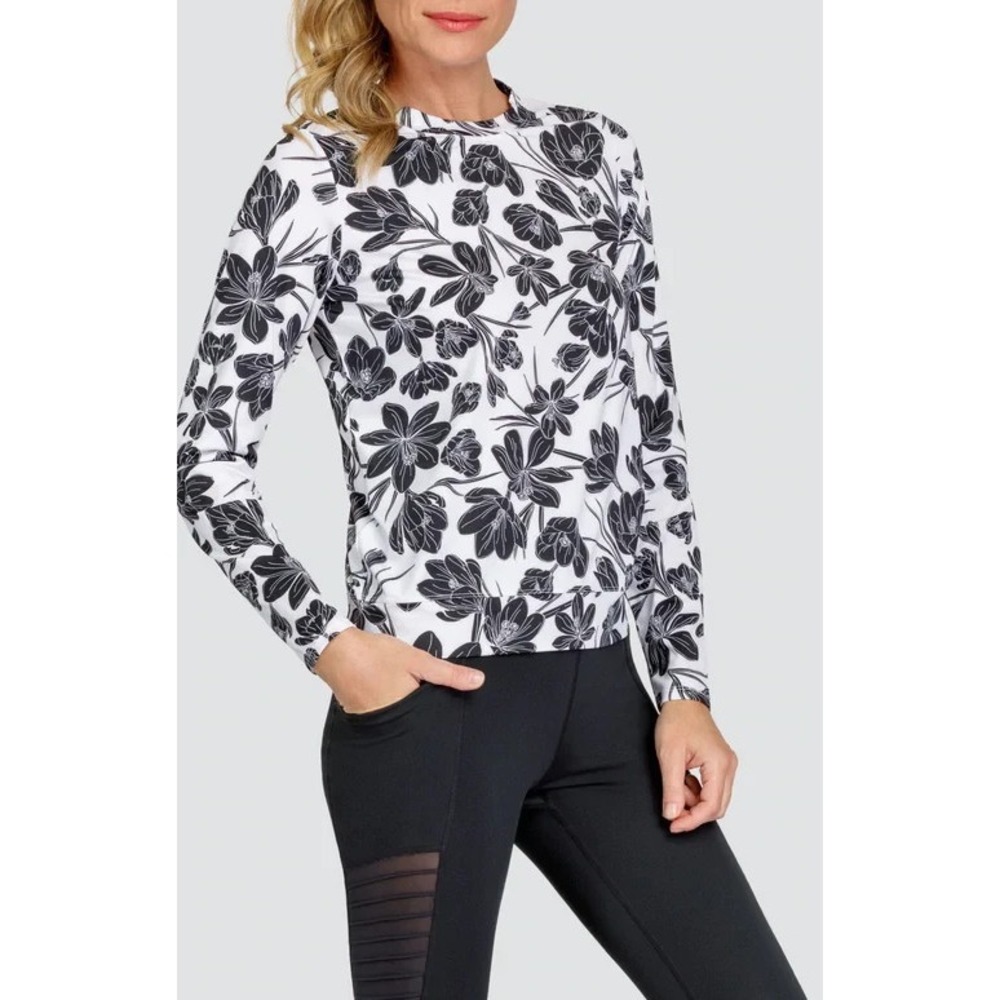 TAIL Tennis Top XXL NWT Long Sleeve Crewneck White Floral Active Golf Pickleball